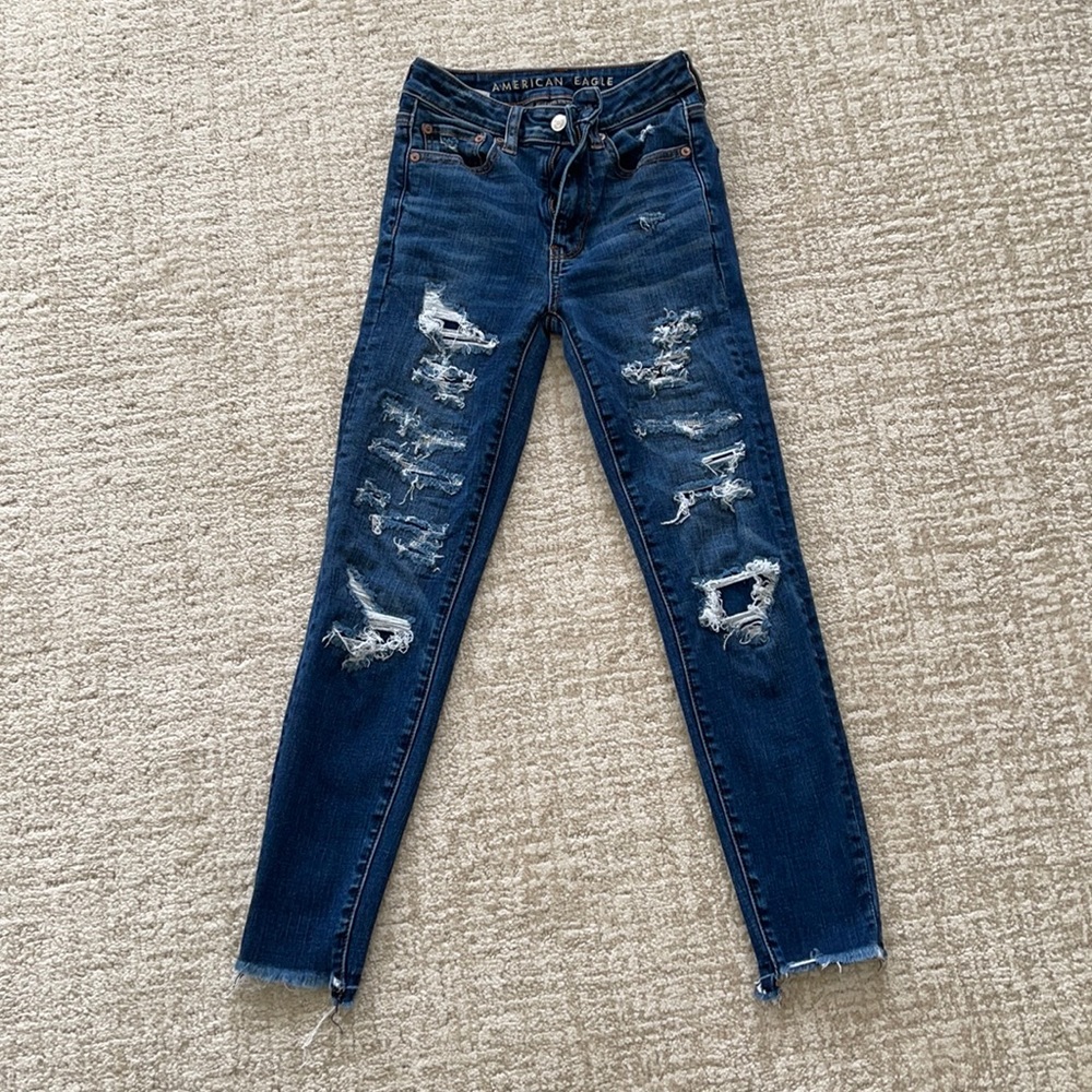 American Eagle super high rise jegging SZ 00 Short jeans - Picture 3 of 8